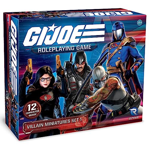 Renegade Game Studios G.I. Joe RPG Villain Miniatures Set 1, 12 Figures | Unpainted 28mm Scale Cobra Expansion Pack with Destro, Serpentor & Zartan, Compatible with Core RPG Rulebook System