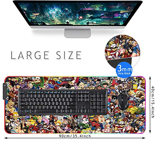RGB Mouse Pad, Imegny Large Extended Soft Led Mouse Mat with Different Lighting Modes, 900 x 400mm / 35.4 * 15.7Inch (90x40 rgdajihe003) - color: 90x40 Rgdajihe003