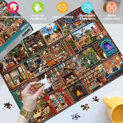 HUADADA Puzzles for Adults 1000 Pieces,Dog Theater Difficult Puzzles for Adults,1000 Piece Puzzle for Adults ‌Family Interactive Game Gift - color: Dog Theater Difficult