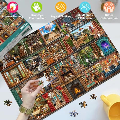 HUADADA Puzzles for Adults 1000 Pieces,Dog Theater Difficult Puzzles for Adults,1000 Piece Puzzle for Adults ‌Family Interactive Game Gift - color: Dog Theater Difficult