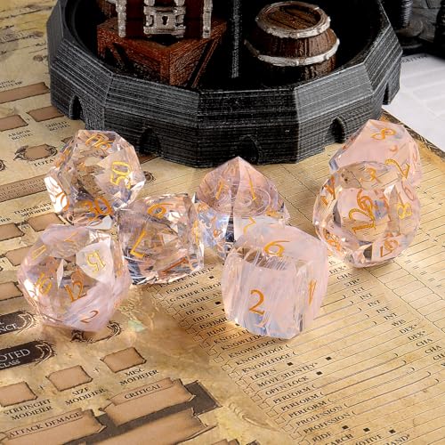 7-Piece Diamond Cut Dice Set D&D Set for Dungeons and Dragons, RPG, Tabletop Games, remium Gift Box & Durable Design - color: Ls-1