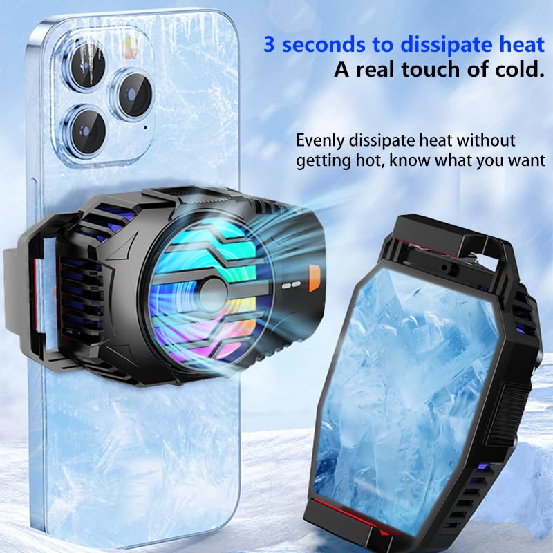 Portable Slim Phone Cooling Pad, USB Low Noise Phone Cooler Mat for iPhone Android Samsung, Non-Slip Heat Dissipation Pad for Gaming Travel Car Desk Video Calls