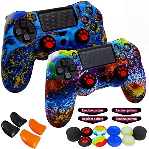 Silicone Skin for Ps4 Controller, 2pcs Anti-Slip Shell Cover Case with 10 Joystick Grips, 2 Pairs L2 R2, 4pcs Led Light Bar Skin for Playsation 4/ Slim/Pro Dualshock 4 Controller Wireless Gamepad - color: PS4 controller #4
