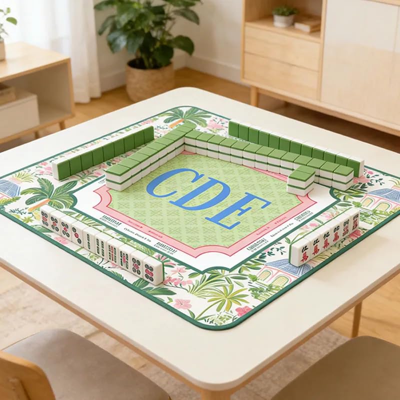 Personalized Palm Beach Chic Mahjong Mat, Custom Monogram Neoprene Game Surface, Portable Travel Playing Mat with Non-Slip Rubber Backing