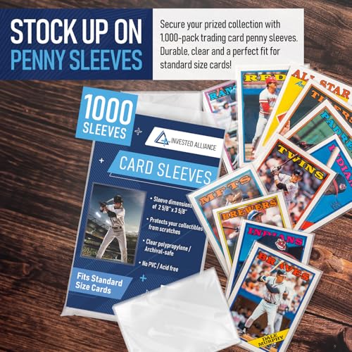 Premium Penny Sleeves for Trading Cards | Soft Trading Card Sleeves for Baseball Cards, Ultra Clear Plastic Pro Sports Card Sleeve, Football, MTG Collector Sleeve (Standard + Thick Options Available) - style: Standard - 1,000 Count
