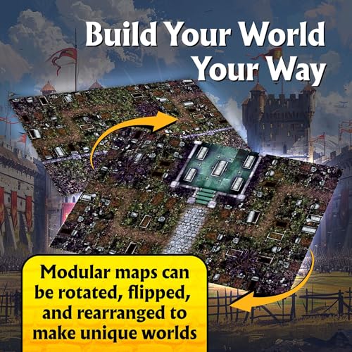 Arcknight The Extras Pack Roleplaying Battlemaps; 16 Modular RPG Maps in 8 Double-Sided Pages, 1" Square Grid, Modular & Versatile Design for Tabletop Gaming - for Dungeons & Dragons & Pathfinder - style: Extras