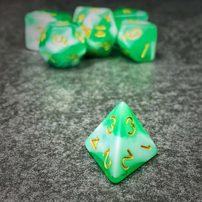 Sage’s Portal Stones DND Dice Set Acrylic Opaque 7-PC Polyhedral DND Dice Set for Dungeons and Dragons D&D Sage’s Cantrips RPG Tabletop TTRPG (Green/White) - color: Green/White