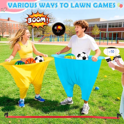 EULRGAUS Granny Pants Yard Game, Tossing Game Set with 20 Bouncy Balls & 10 Water Balls for Kids Adults, Family Outdoor Party Game for Carnival, Field Day, Reunion, Birthday Backyard & Lawn