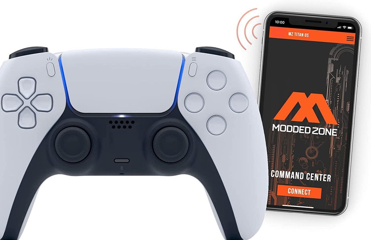 MODDEDZONE Custom Rapid Fire, Anti Recoil, Macros MODDED Wireless Controller for PS5 & PC - Unique Smart Mods for ps5 controller controlled by the APP. Best for FPS Games. (White) - color: White