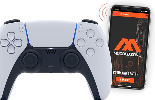 MODDEDZONE Custom Rapid Fire, Anti Recoil, Macros MODDED Wireless Controller for PS5 & PC - Unique Smart Mods for ps5 controller controlled by the APP. Best for FPS Games. (White) - color: White