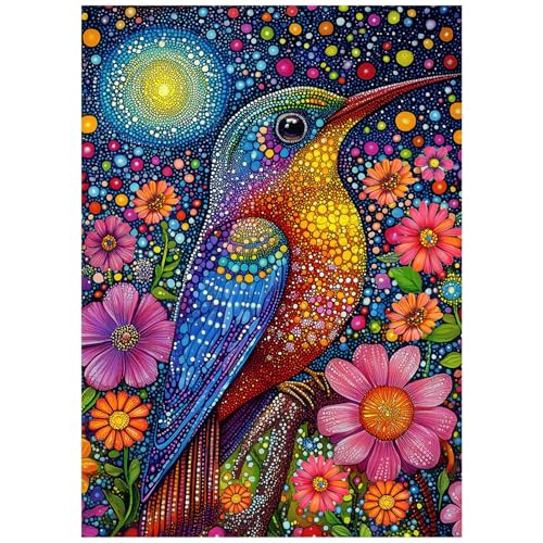 Sparkle Hummingbird Puzzles for Adults 1000 Pieces, Colorful Bird Flowers Jigsaw Puzzles, Animal Plant Nature Beautiful Garden Themed Puzzle, Difficult Hard Impossible Challenge for Adults - style: Sparkle Hummingbird