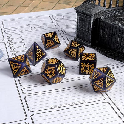 LUCKY-M Glass Polyhedral Dice Set with Case for Dungeons and Dragons, Crystal DND RPG Tabletop Games - color: Purple-ta