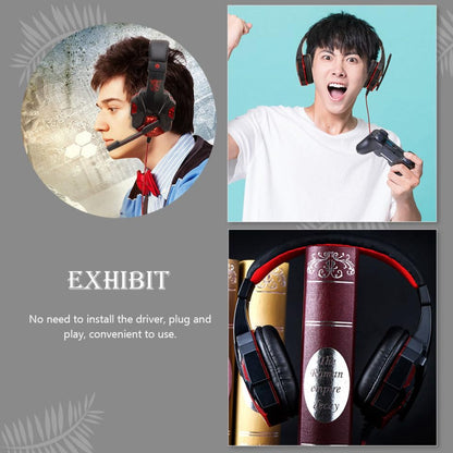 Alipis Wired Gaming Headset with Microphone Over Ear Stereo Headphones USB Noise Cancelling for Gaming Console
