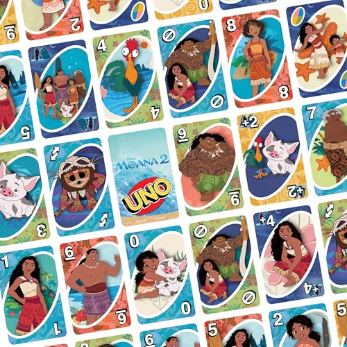 Mattel Games UNO Disney Moana 2 Card Game for Kids, Adults & Family with Deck & Special Rule Inspired by the Movie - style: UNO Moana