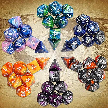 CiaraQ Polyhedral Dice Set - DND Role Playing Dice | Acrylic RPG Dice for Dungeons and Dragons MTG Table Games, Multi-color, 42pcs - color: Multi-color