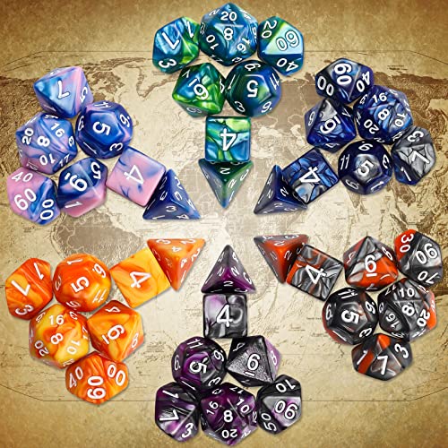 CiaraQ Polyhedral Dice Set - DND Role Playing Dice | Acrylic RPG Dice for Dungeons and Dragons MTG Table Games, Multi-color, 42pcs - color: Multi-color