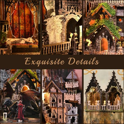 MiniCity Book Nook Kit - DIY Miniature House 3D Wooden Puzzle for Adult and Teens, Booknook Bookshelf Decor Scale Model Build with LED Light, Gifts for Family and Friends (Sleeping Beauty) | 7.1 x 4.3 x 9.1 in; 210 pieces, LED and dust cover; glue/tools a