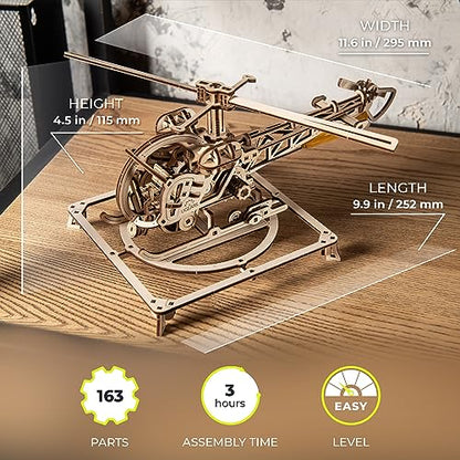UGEARS Wooden 3D Puzzles for Adults - Easy Mini Helicopter Model Kit – Experience Aerial Innovation with Mechanical Puzzles DIY Kits for Adults - Ideal for Hobbyists, Aviation Enthusiasts - 167 Pcs - color: Mini Helicopter