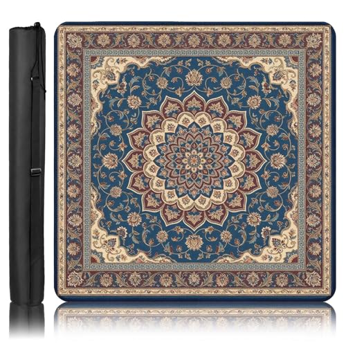 Britimes Mahjong Mat with Black Carrying Bag,31.5"x31.5", Floral Blue | Vintage Non-Slip Noise Reduction Gaming Mat Rubber Multi Purpose Game Table Cover for Mahjong Card Dominoes Board Tile Games - color: Blue Vintage Floral