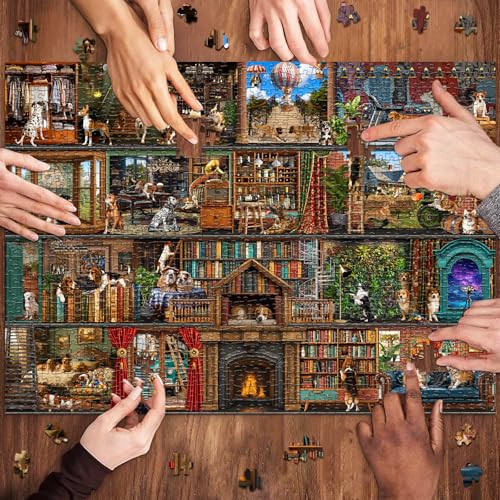 HUADADA Puzzles for Adults 1000 Pieces,Dog Theater Difficult Puzzles for Adults,1000 Piece Puzzle for Adults ‌Family Interactive Game Gift - color: Dog Theater Difficult