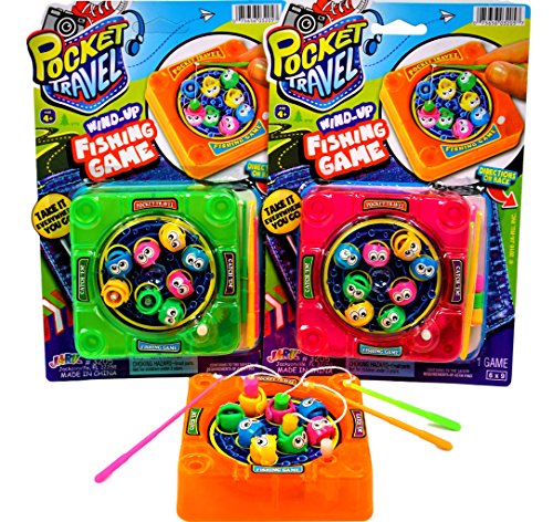 JA-RU Pocket Travel Magnetic Fishing Game (6 Toys) Classic Rotating Mini Family Board Games for Kids. Preschool Educational Games. Travel Car Games. Bulk Party Favors Birthday Gifts. 3205-6p - style: Classic