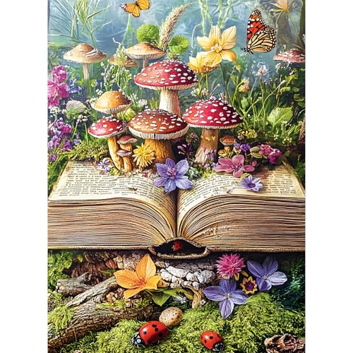 Colorful Fantasy Mushroom Book 500 Puzzles, Fun and Challenging | Puzzle for Family Time, Relaxing Gift for Adults, Seniors, 20.5 x 15 in - style: MUSHROOM BOOK