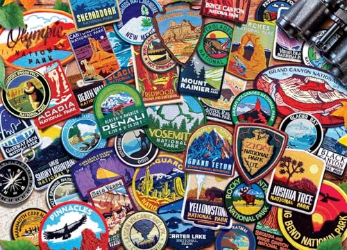 MasterPieces - 1000 Piece Jigsaw Puzzle, National Parks Patches, Fun for Adults, Family, Kids 19.25"x26.75" - style: National Park Patches
