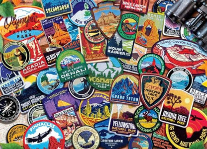 MasterPieces - 1000 Piece Jigsaw Puzzle, National Parks Patches, Fun for Adults, Family, Kids 19.25"x26.75" - style: National Park Patches