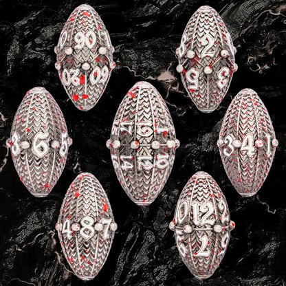 ARUOHHA DND Metal Dice Blood Splatter Dragon Egg Dice with Rotating Dragon Egg Shell, Role Playing Game RPG Polyhedral D and D Dice Set D20 D12 D10 D8 D6 D4 - color: Blood Splatter