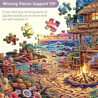 1000 Piece Beach Puzzles for Adults | Seaside Bar Puzzles for Adults 1000 Pieces, Vacation Jigsaw Puzzle, Impossible Hard Fun Challenging Beach Bar Adult Puzzles - color: Sunset Beach