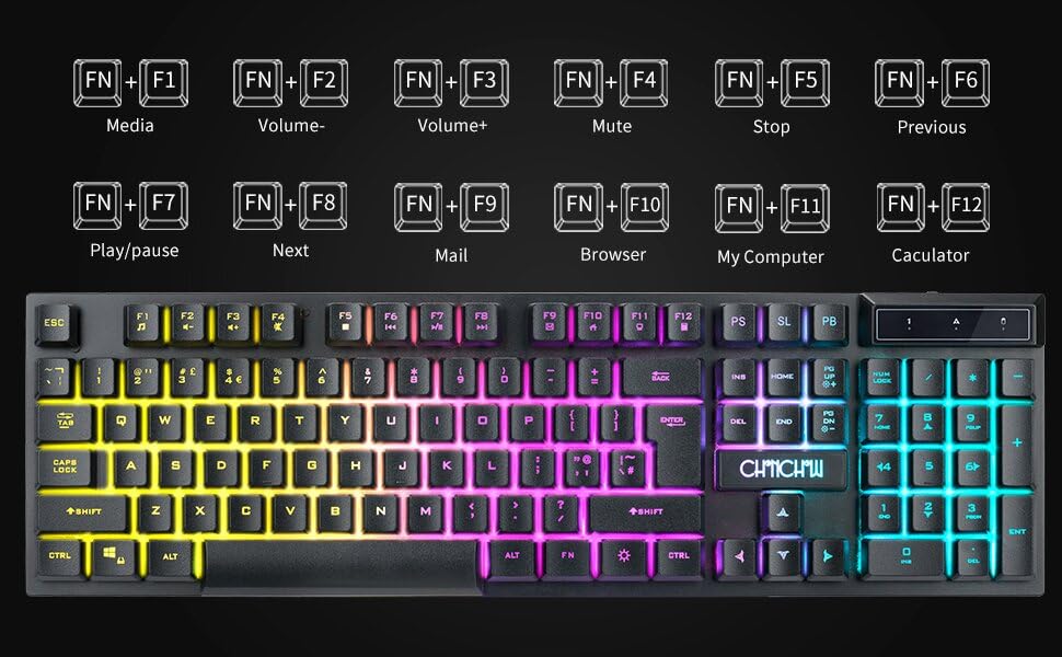 Gaming Wireless Keyboard and Mouse RGB Backlit Rechargeable Battery Gamer | Mechanical Feel Anti-ghosting with Side Button for PC Computer Laptop Compatible with Windows Mac Ps4/Ps5 Xbox one