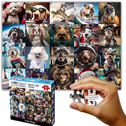 Think2Master Cute Dogs 250 Pieces Jigsaw Puzzle Featuring heartwarming Puppies and Dogs. Great Puzzle. Great Gift. Large Pieces. Size: 14.2” X 19.3” - style: Cute Dogs