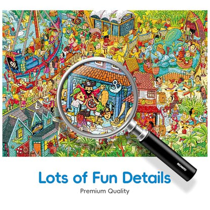 Jigsaw Puzzles for Adults, 1000 Pieces Pirate Park Puzzle, Cartoon Painting Challenging Puzzles for Family Activity Game Nights Gifts Fidget Stress Relief - color: Pirate Park