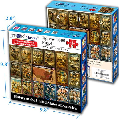 Think2Master History of the United States 1000 Pieces Large Format Jigsaw Puzzle: 13+, Seniors, Adults. Great Gift. Presidents, Key Events & ERAS from 1776 to Today. Size: 26.8” X 18.9” - style: USA History