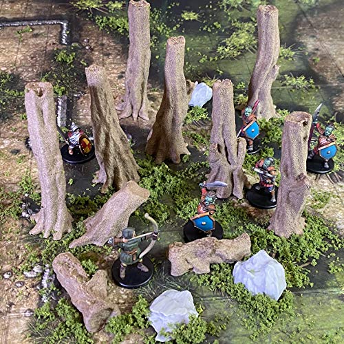 Swamp Trees Terrain Set for Dungeons and Dragons - 28mm Scale Tabletop RPG Miniature Terrain with Seven Trees, Rotting Tree Stump, Logs and Stepping Stones