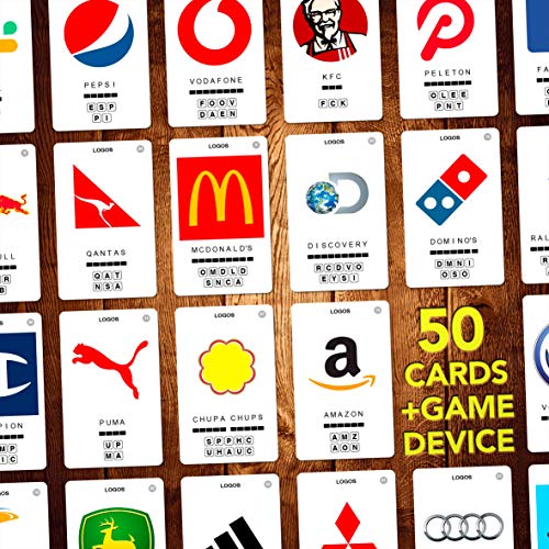 100 PICS Logos Travel Game - Guess 100 Logos | Flash Cards with Slide Reveal Case | Card Game, Gift, Stocking Stuffer | Hours of Fun for Kids and Adults | Ages 6+ - style: Logos