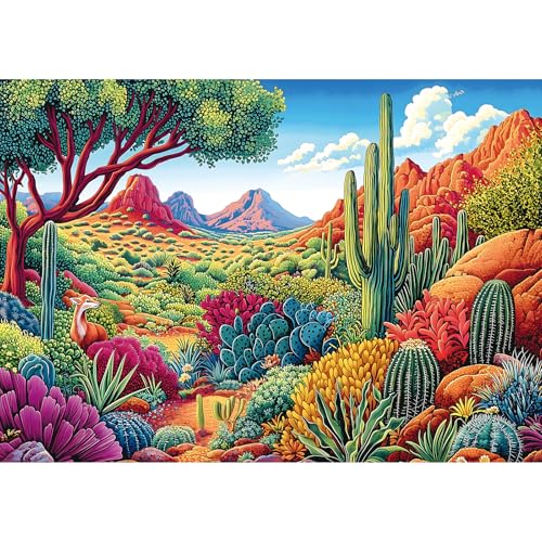 1000 Piece Puzzles for Adults, Jigsaw Puzzle of Desert Oasis, Funny Puzzle, Perfectly Fitting Pieces, Home Decor Birthday Party Gift for Adults Seniors 27.5" x 19.7" - color: Desert Oasis