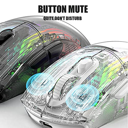 Bluetooth Wireless Mouse, Transparent RGB Mechanical Dual Mode Gaming Mouse, A Must-Have Cool USB Computer Mouse for Gaming and Esports - color: Black1