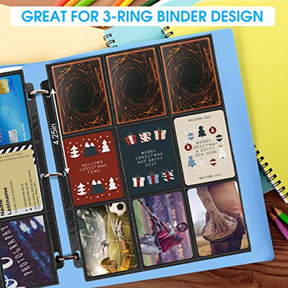 1080 Pockets Baseball Card Sleeves, JIQEZNL Premium 9 Pocket Card Sleeves Binder Sheets for 3 Ring Binder, Double Side Trading Card Protector Pages for Pokemon, Yugioh, Sport, Football Card Collector - size: 60 Sheets