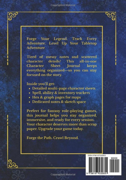 RPG Character Sheets Journal: Five 5e Character Tracking for Tableop RPG Players | Includes Spell Sheets, Lined, Hex & Graph Pages | Extra Notes & Sketch Pages I