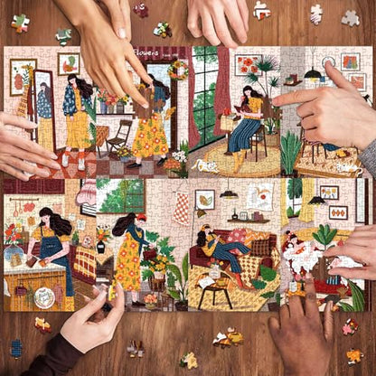 1000 Piece Puzzles for Adults,Relaxing Day Jigsaw Puzzle 1000 Pieces for Adults Seniors,Challenging Family Games Holiday Party Gifts -1:1 Poster Interlock Perfectly Letter on Back - color: Relaxing Day