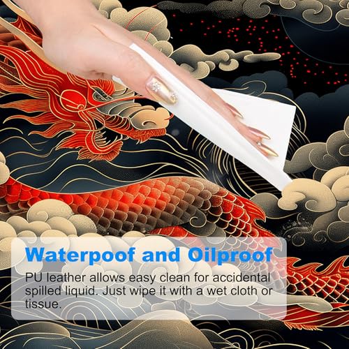 Desk Pad, Japanese Wave and Red Dragon Auspicious Clouds XXL Gaming Mouse Pad with Stitched Edges,Non-Slip Waterproof Rubber Base Large Desk Mat for Keyboard and Mouse 35.4"x15.7" - color: Colour5, size: 35.4" x 15.7"