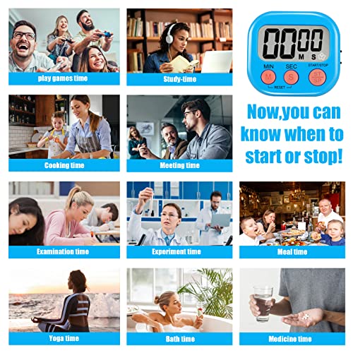 6 Pack Multi-Function Electronic Timer - Magnetic Digital Timers Big LCD Display the Loud/Silent Switch Countdown Timer Extensively Use in Break Time, Cooking,Gym, Meeting, Classroom