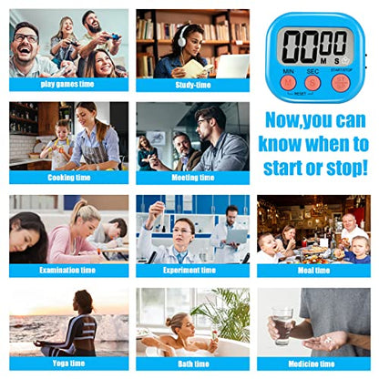 6 Pack Multi-Function Electronic Timer - Magnetic Digital Timers Big LCD Display the Loud/Silent Switch Countdown Timer Extensively Use in Break Time, Cooking,Gym, Meeting, Classroom