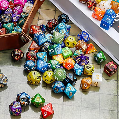 CiaraQ Polyhedral Dice Set - DND Role Playing Dice | Acrylic RPG Dice for Dungeons and Dragons MTG Table Games, Multi-color, 70pcs - color: Multicolor3