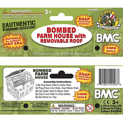 BMC WW2 Bombed French Farm House - Plastic Army Men Playset Accessory - color: Tan