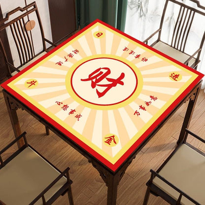 Mahjong Mat, Mahjong Table Mat for Tile Game, 31.5 in x 31.5 in Anti Slip and Noise Reduction Table Cover for Poker Card Board and Dominoes(Red Yellow) - color: A-red Yellow