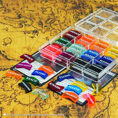 72PCS MTG Counters Set Acrylic MTG Keyword Counters – Bright, Durable Tokens with Protective Film & Storage Box for Magic The Gathering, Card Games Accessories