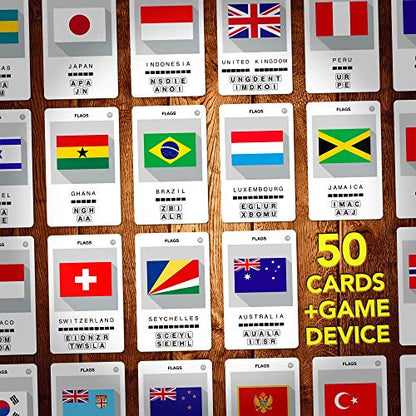Flags of The World Travel Game - Learn 100 Country Flags | Flash Cards with Slide Reveal Case | Geography Card Game, Gift, Stocking Stuffer | for Kids and Adults | Ages 6+ - style: Flags of the World