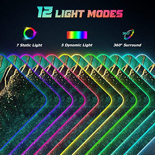 ITNRSIIET RGB Gaming Mouse Pad, Full Desk XL Extended Large Gaming Mousepad, 12 Lighting Modes, 30% Thicker, Big LED Desk Mat for Keyboard Computer Men Gamers Esport Pros, 32" x 12", Black Teal Marble - color: Luxurious Teal Marble